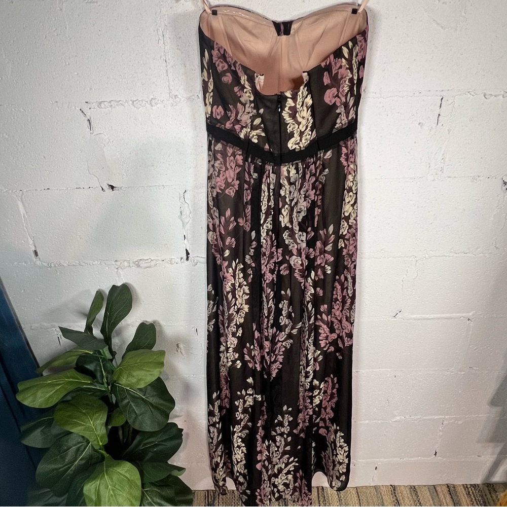 BCBG Maxazria Amber Strapless Floral Print Maxi Gown Dress- 12 - Picture 6 of 15